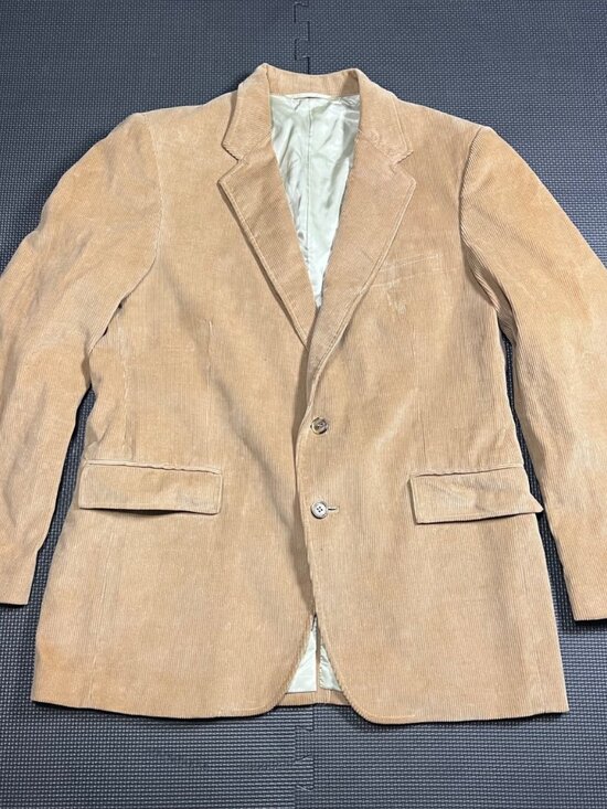 Jordache Other - Vintage Jordache Tan Corduroy Blazer Jacket With Two-Button Closure & Satin Lini
